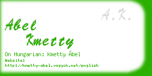abel kmetty business card